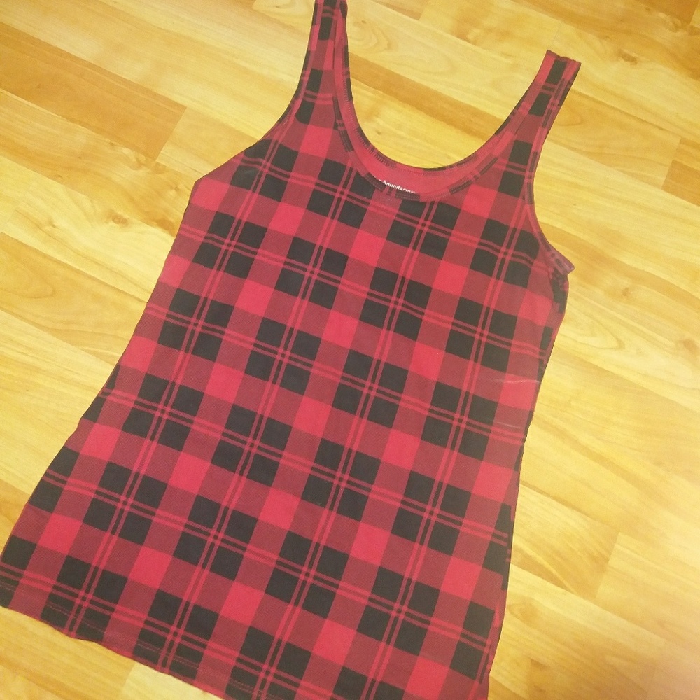 Red and black plaid tank top